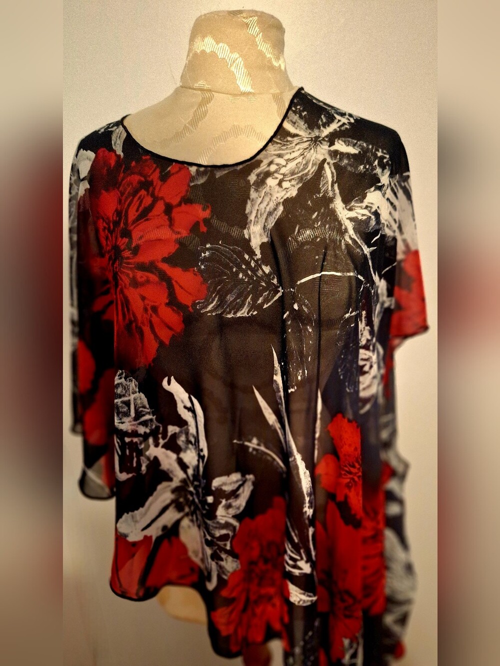 Joseph Ribkoff Asymmetrical Sheer Blouse - Picture 5 of 12